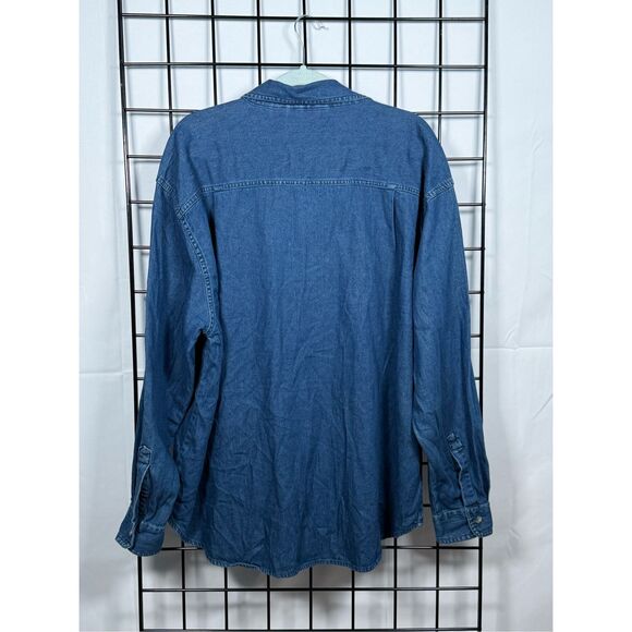 Vtg Passports Plus Embroidered Shirt Womens 3X Blue Christmas Holiday Cottagecor - Picture 6 of 9